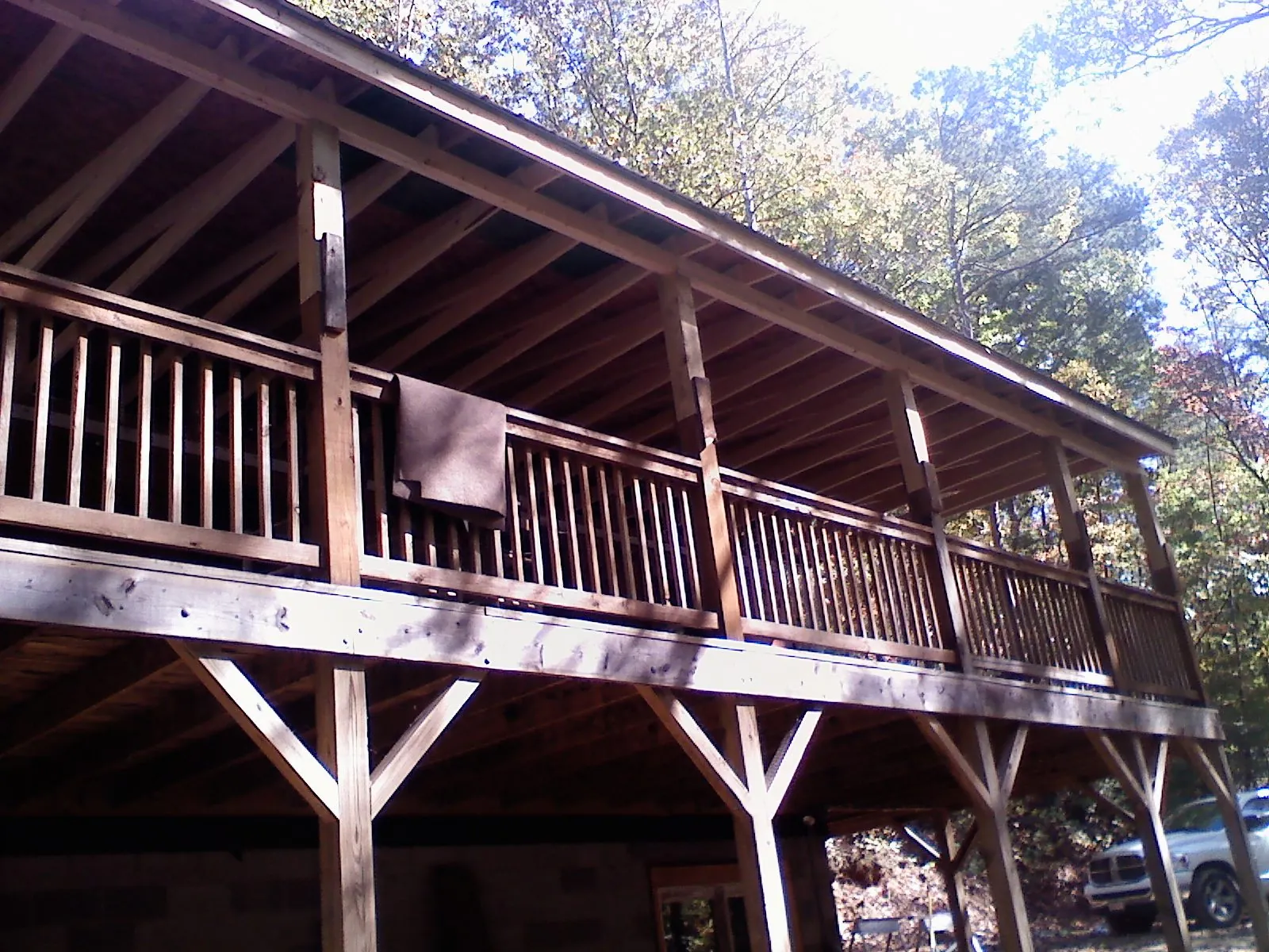 Timber framing under a new elevated porch and deck — Roof Leak Repair in West Grove by Roofing Brothers